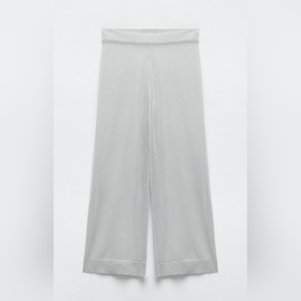 NWT METALLIC THREAD STRAIGHT-LEG KNIT PANTS BY ZARA